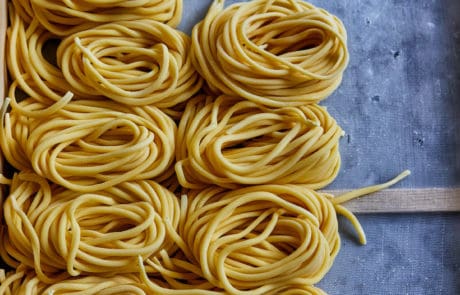Fresh bucatini pasta Italian restaurant Aldgate